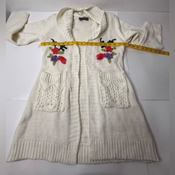 Cardigan Floral Knitted Identita Collection Womens Size Small Cream Multicolored - Picture 3 of 10